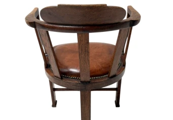 Art Deco Captain"s Chair or Armchair with Leather Seat, 1930s